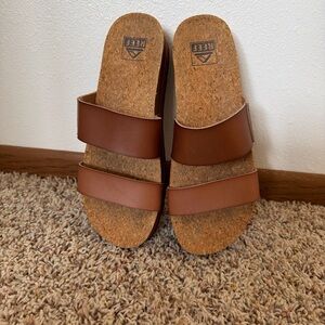 Reef Cork Footbed Sandals with Brown Straps